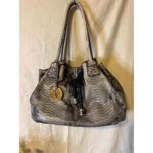 Iris Tyler Snakeskin Grey Leather BOHO Lux Shoulder Bag